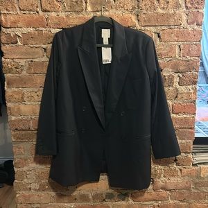 H&M oversized blazer. Navy/steel blue. Size small. Never worn.
